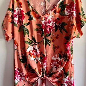 Peachy Pink Floral Blouse